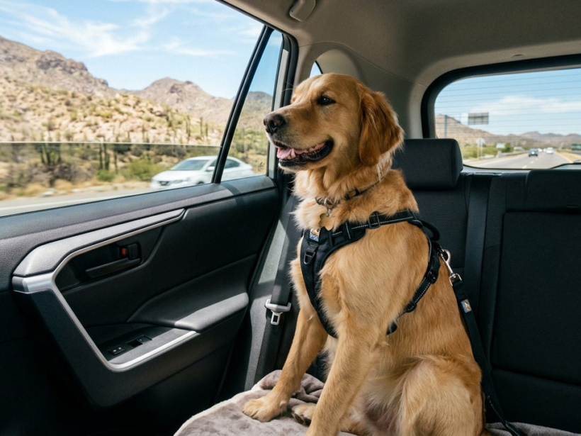 Viajar con perro en coche de forma segura en verano