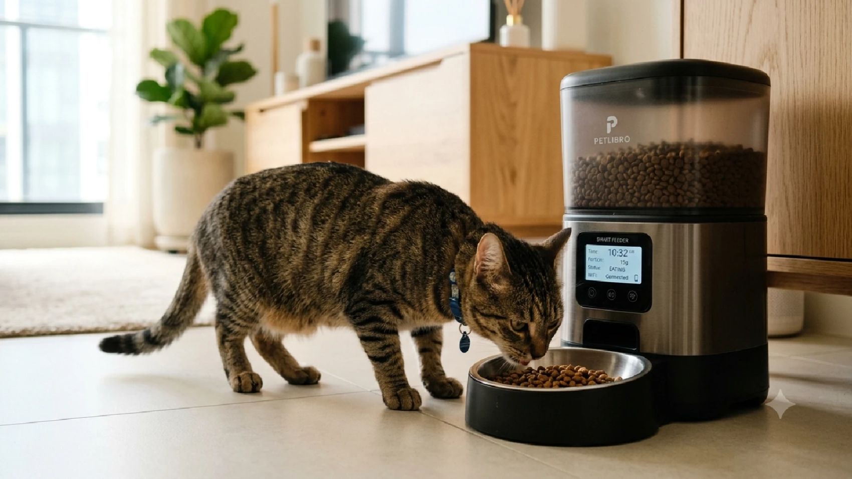 Comedero automático para gatos inteligente con aplicación móvil