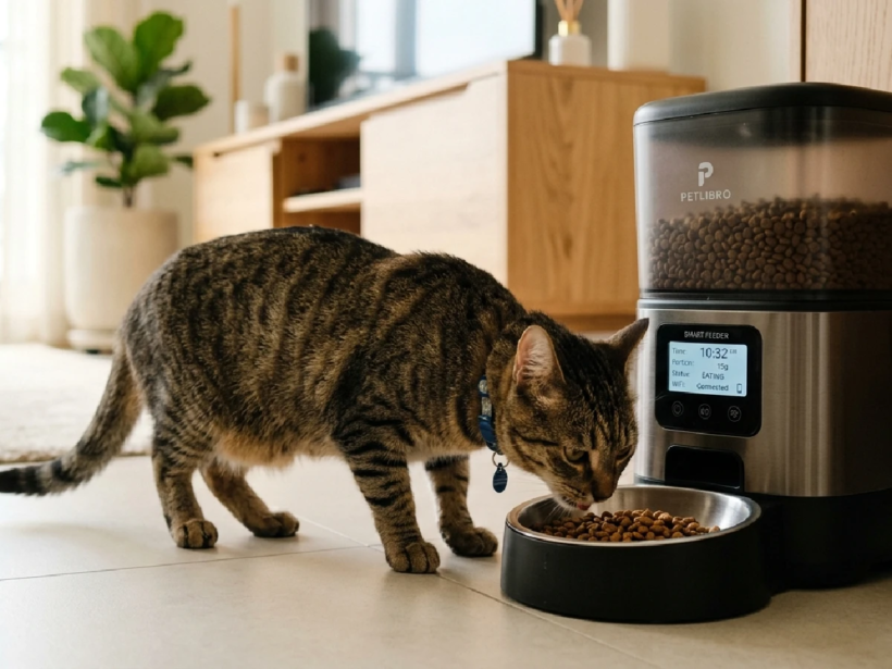Comedero automático para gatos inteligente con aplicación móvil