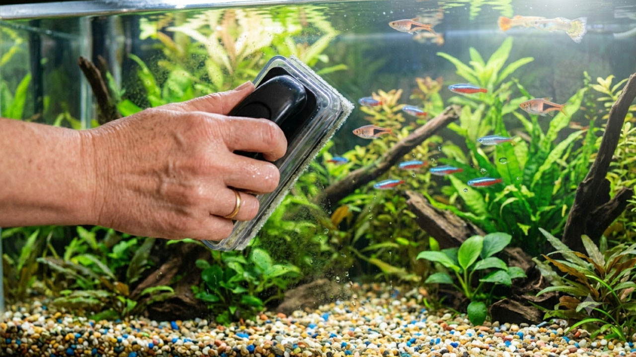 Limpiador magnético para limpiar el vidrio del acuario sin meter las manos