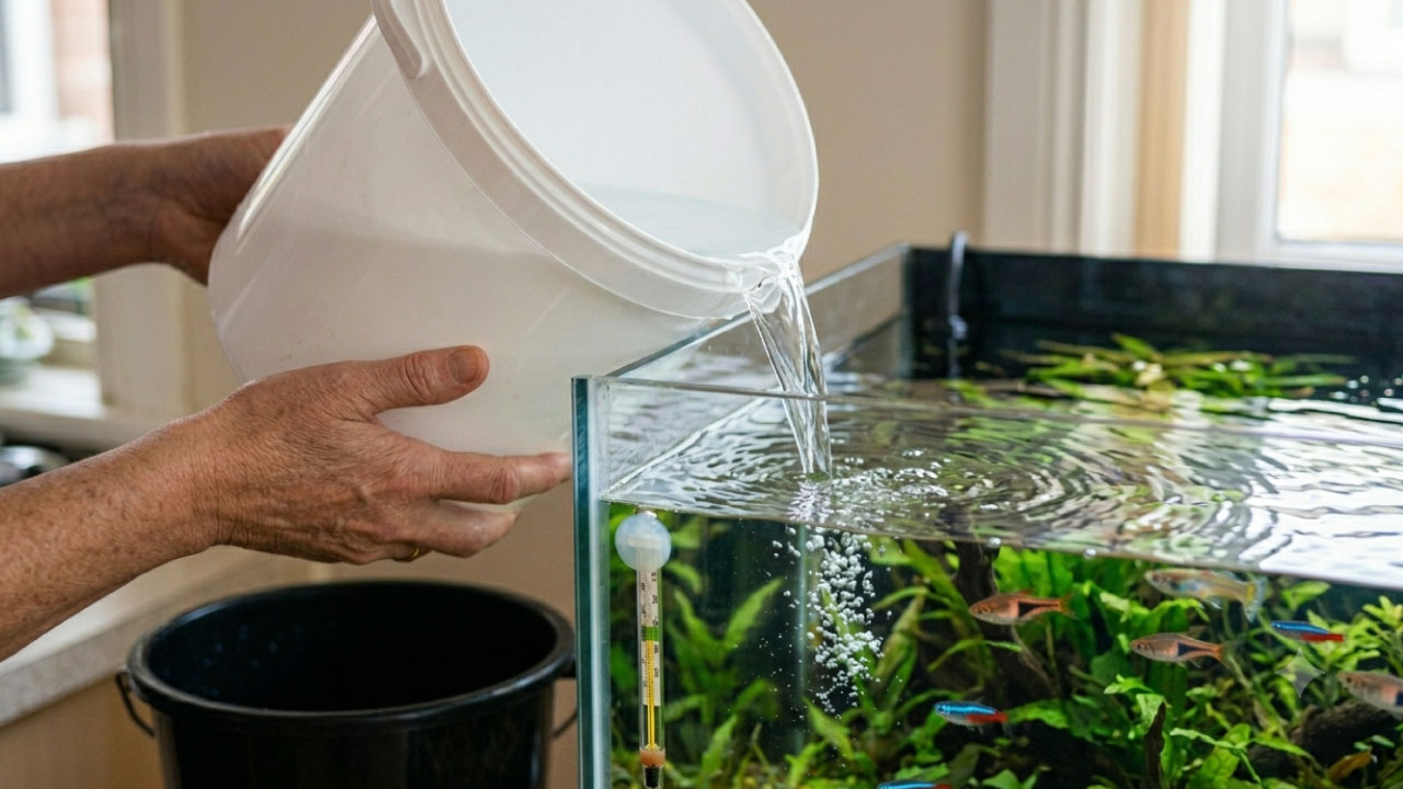 Cómo hacer el cambio de agua en un acuario correctamente con agua desclorificada